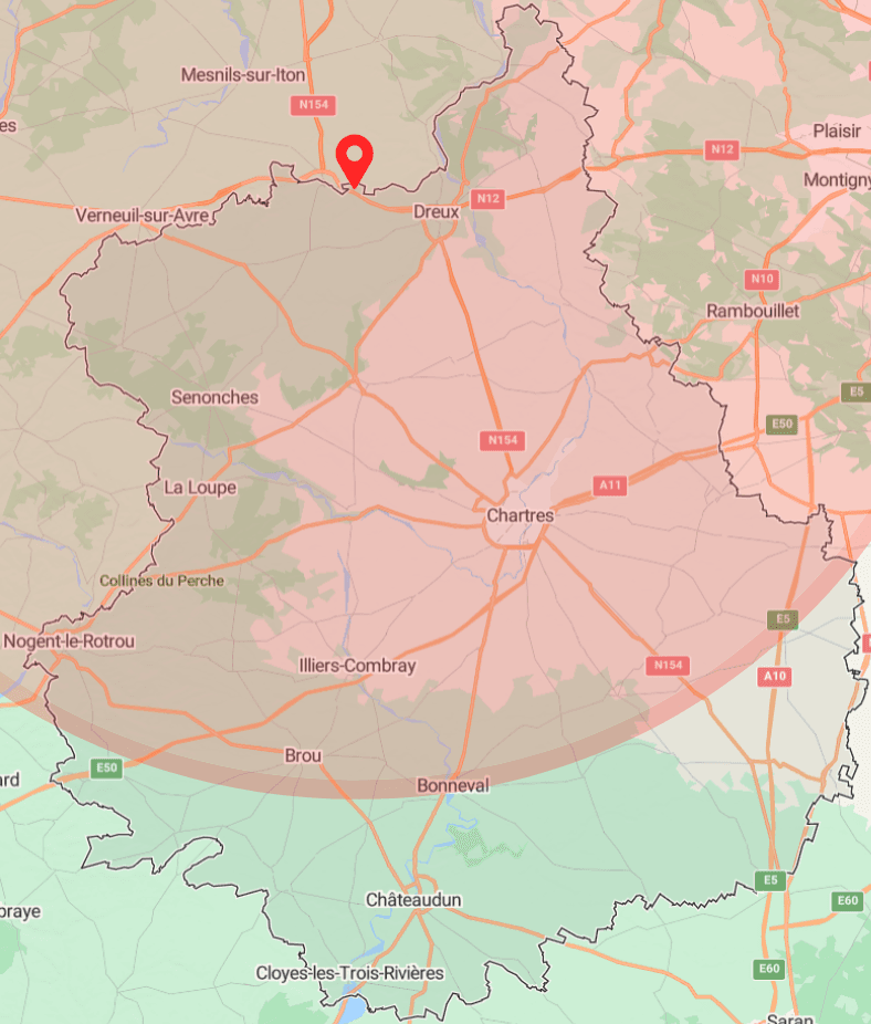 Zone d'intervention du Bureau de Julie en Eure-et-Loir (28)
